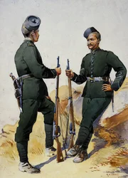 Soldaten des 39. Garhwal-Rifles, Garhwalis, Illustration für 